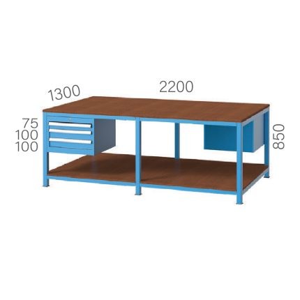 3350 – 3’ER ÇEKMECELİ ÇİFT YÖNLÜ ÇALIŞMA TEZGAHI