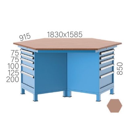 3840 – 3 DOLAPLI, 15 ÇEKMECELİ ALTIGEN ÇALIŞMA TEZGAHI