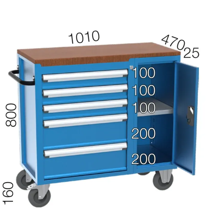 8537 – TOOL TROLLEY WITH 5 DRAWERS AND 1 SHELF