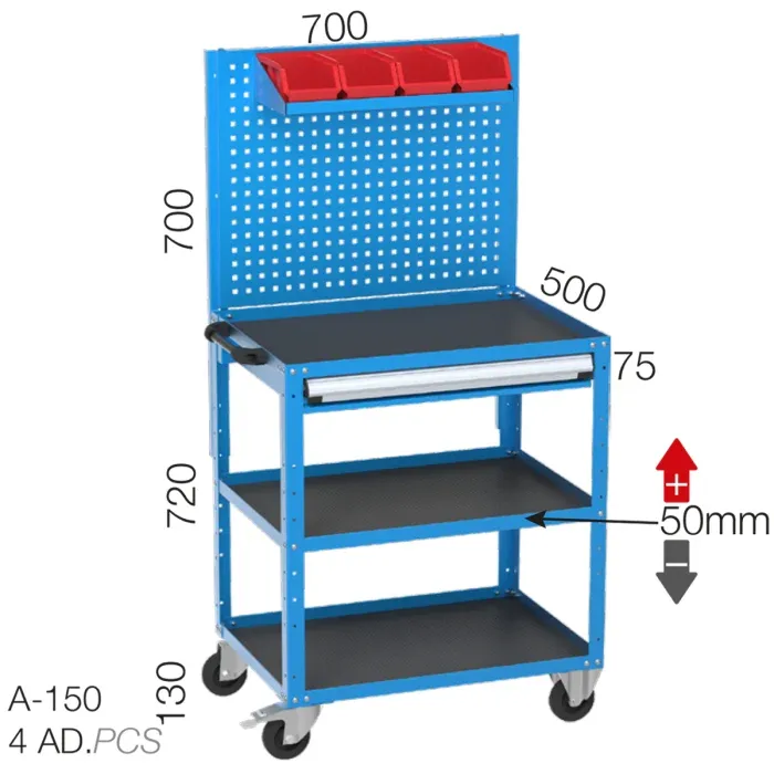 8547 –  TOOL CART WITH 3 SHELVES, 1 DRAWER AND PEGBOARD