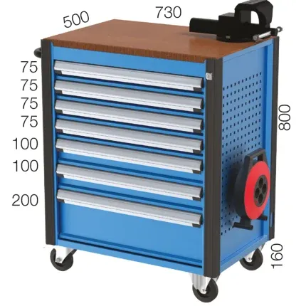 8587 – TOOL CART WITH 7 DRAWERS EXTENSION CABLE AND VICE