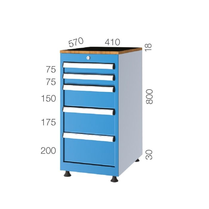 1082 – Werkzeugschrank mit 5 Schubladen