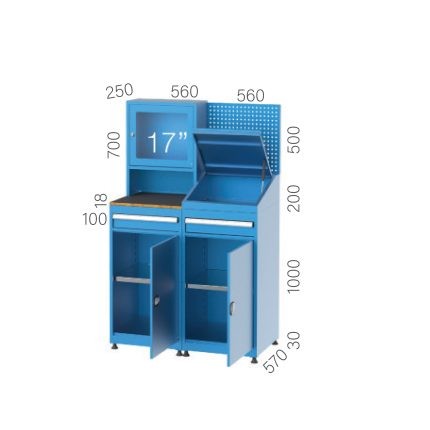 7445 – 2 ÇEKMECELİ, FORMEN DOLAPLI, ASKI PANELLİ BİLGİSAYAR ÇALIŞMA İSTASYONU
