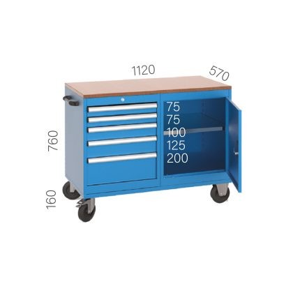 8023 – 5 ÇEKMECELİ VE DOLAPLI ÇALIŞMA ARABASI