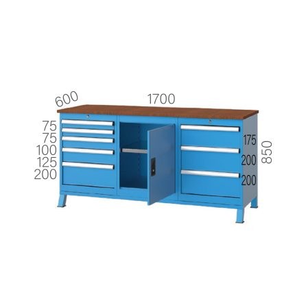 3605 – 3 DOLAPLI, 8 ÇEKMECELİ 2 RAFLI ÇALIŞMA TEZGAHI