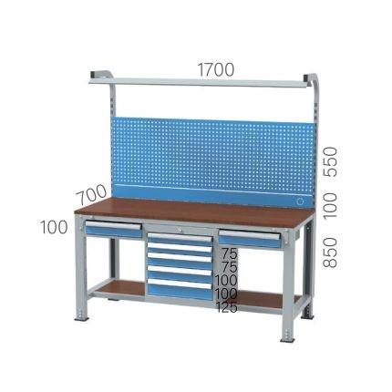 3660 – 1+5+1 ÇEKMECELİ, TAKIM ASMA PANOLU, LED FLORASANLI,  ÇALIŞMA TEZGAHI
