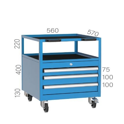 4040 – TOOL TROLLEY WITH 3 DRAWERS AND 1 SHELF