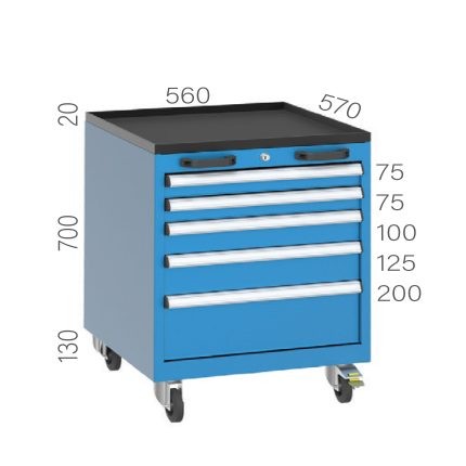 5070 – TOOL TROLLEY WITH 5 DRAWERS