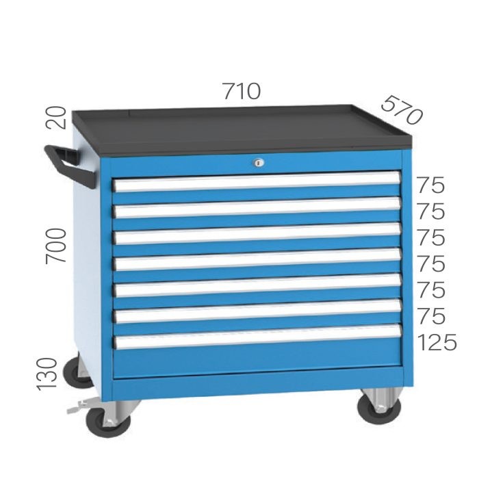 8507 – INDUSTRIAL TYPE TOOL CART 7 DRAWERS (710X570X850mm)